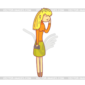 Young blond woman suffering of toothache pain - vector clipart