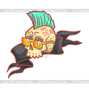 Punk skull wearing glasses. Colorful cartoon - vector clipart