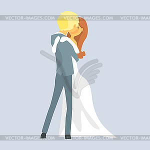 Beatuful bridal couple kissing, Romantic couple - vector clipart