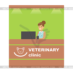 Veterinary clinic reception. Colorful cartoon - vector clip art