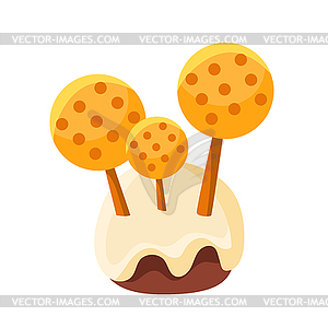 Глазированные пень с грибами сделаны из Yello - рисунок в векторном формате