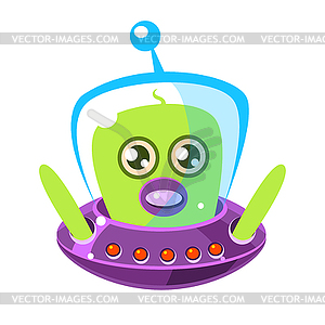 Confused and surprised green aliens in flying - vector clip art