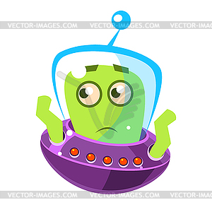 Смущенный зеленый инопланетянин, милый мультяшный монстр. - векторный клипарт / векторное изображение