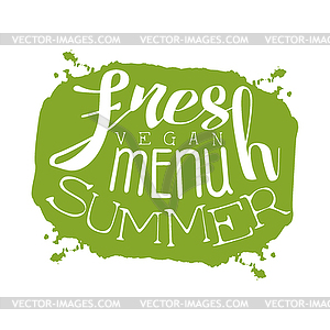 Fresh summer menu green label, - vector image