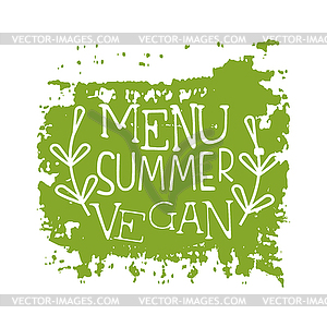 Menu summer vegan green label, - vector clipart