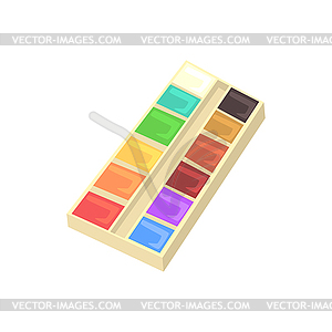 Watercolour paints palette. Artistic equipment - vector image