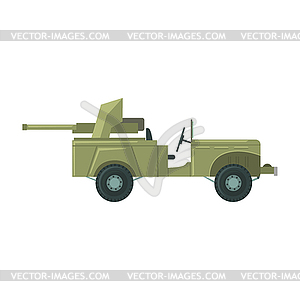 Military car with an artillery cannon. Military - vector image