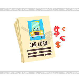 Car loan application form. Colorful cartoon - vector clipart