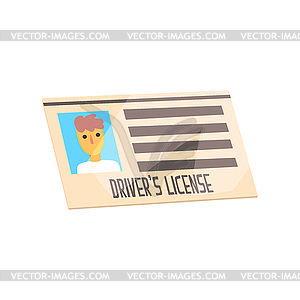 Man driver license identification card. Cartoon - vector clip art