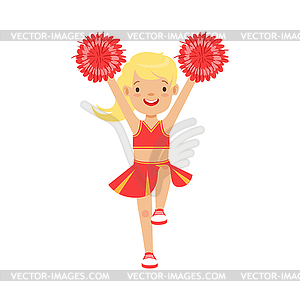 Cheerleaders Girls Dancing with Pompoms Vector Stock Vector