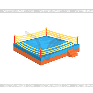 Boxing ring, sports equipment. Colorful cartoon - vector image