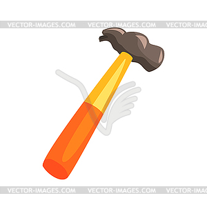 Carpenter hammer with yellow handle. Colorful - color vector clipart