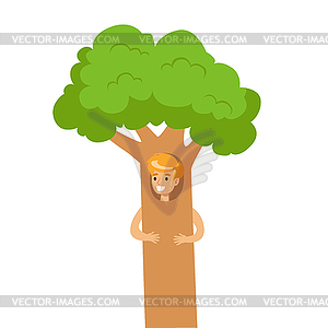 Cute little boy dressed as green tree, performing i - vector clip art