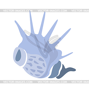 Horned Blue Shell, Part Of Mediterranean Sea - vector clip art