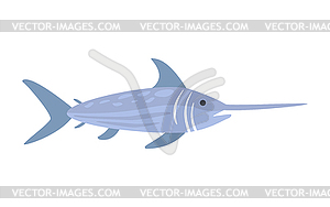 Blue Sword Fish, Part Of Mediterranean Sea Marine - vector clipart