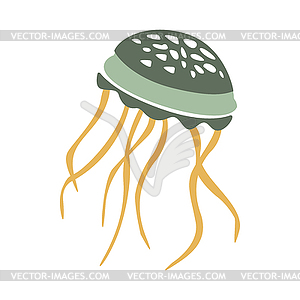 Floating Jellyfish, Part Of Mediterranean Sea Marin - vector clipart