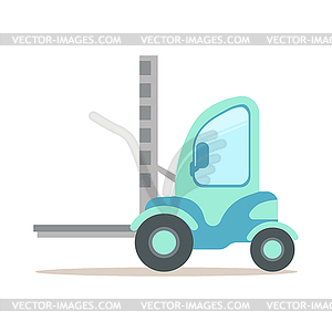 Light blue forklift truck, warehouse and logistics - royalty-free vector clipart