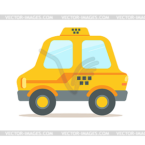 Желтый автомобиль такси красочный мультяшный - стоковое векторное изображение