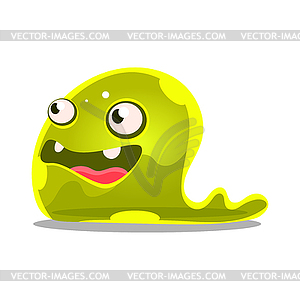 Funny cartoon green slimy monster. Cute jelly - royalty-free vector image