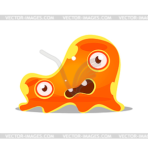 Funny cartoon orange slimy monster. Cute bright - vector image