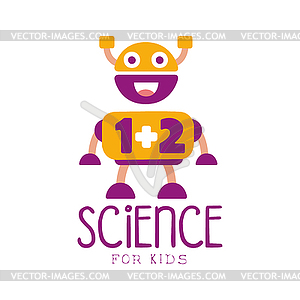 Science for kids logo symbol. Colorful label - vector image