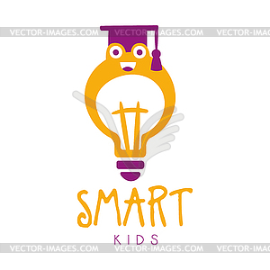 Smart kids logo symbol. Colorful label - vector image