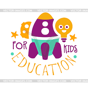 Education for kids logo symbol. Colorful label - vector image