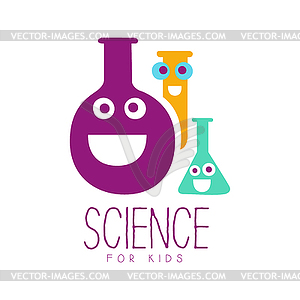 Science for kids logo symbol. Colorful label - vector image