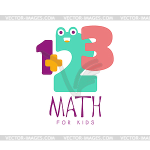 Math for kids logo symbol. Colorful label - stock vector clipart