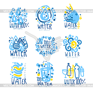 Water or aqua set for logo design. Organic, - vector clipart