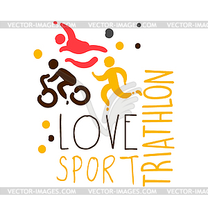 Love triathlon sport logo. Colorful - vector clip art