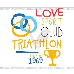 Love sport club triathlon since 1969 logo. Colorful - vector clipart