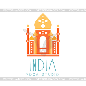 India yoga studio logo symbol. Health and beauty - vector image