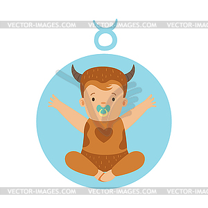 Cute little boy as Taurus astrological sign. - royalty-free vector image