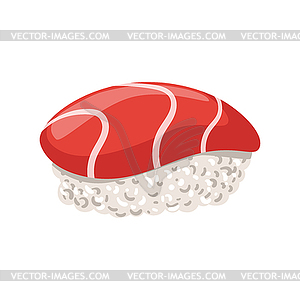 Fresh salmon sushi. Colorful cartoon - vector clipart