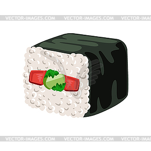 Sushi roll with vegetables inside, traditional - stock vector clipart