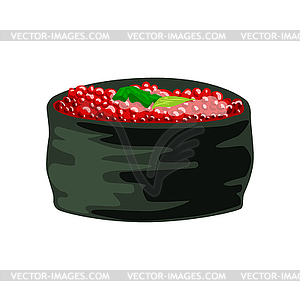 Traditional japanese roll stuffed with tobiko - royalty-free vector image