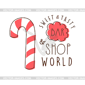 Sweet and tasty shop world logo. Colorful label - vector clip art