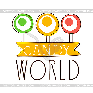 Candy world logo. Sweet bakery emblem. Colorful - vector image