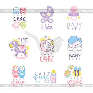 Baby care set for logo design, s - vector clip art