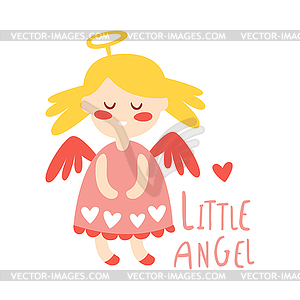 Little baby girl angel. Colorful - vector image