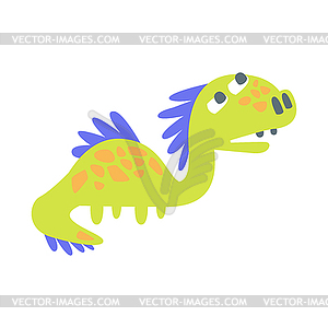 Симпатичный смешной зеленый динозавр. Доисторическое животное - стоковое векторное изображение