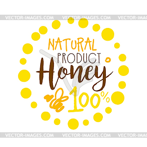 Honey natural product, 100 percent logo. Colorful - color vector clipart