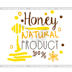 Honey natural product, 100 percent logo symbol. - vector image