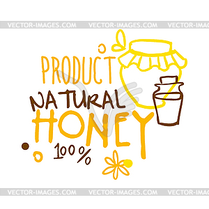 Natural product, honey 100 percent logo symbol. - vector image