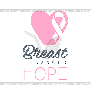 Breast cancer, hope label. in pink colors - vector clip art