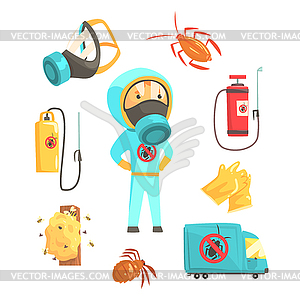 Exterminators of insects in chemical protective sui - vector clipart