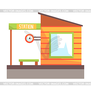 Railway station building, railroad passenger - vector image