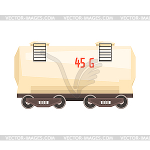 White railroad tank wagon. Colorful cartoon - vector clipart