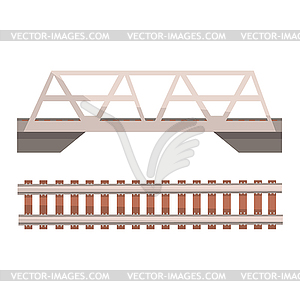 Railway bridge and railroad, rail section. - vector EPS clipart